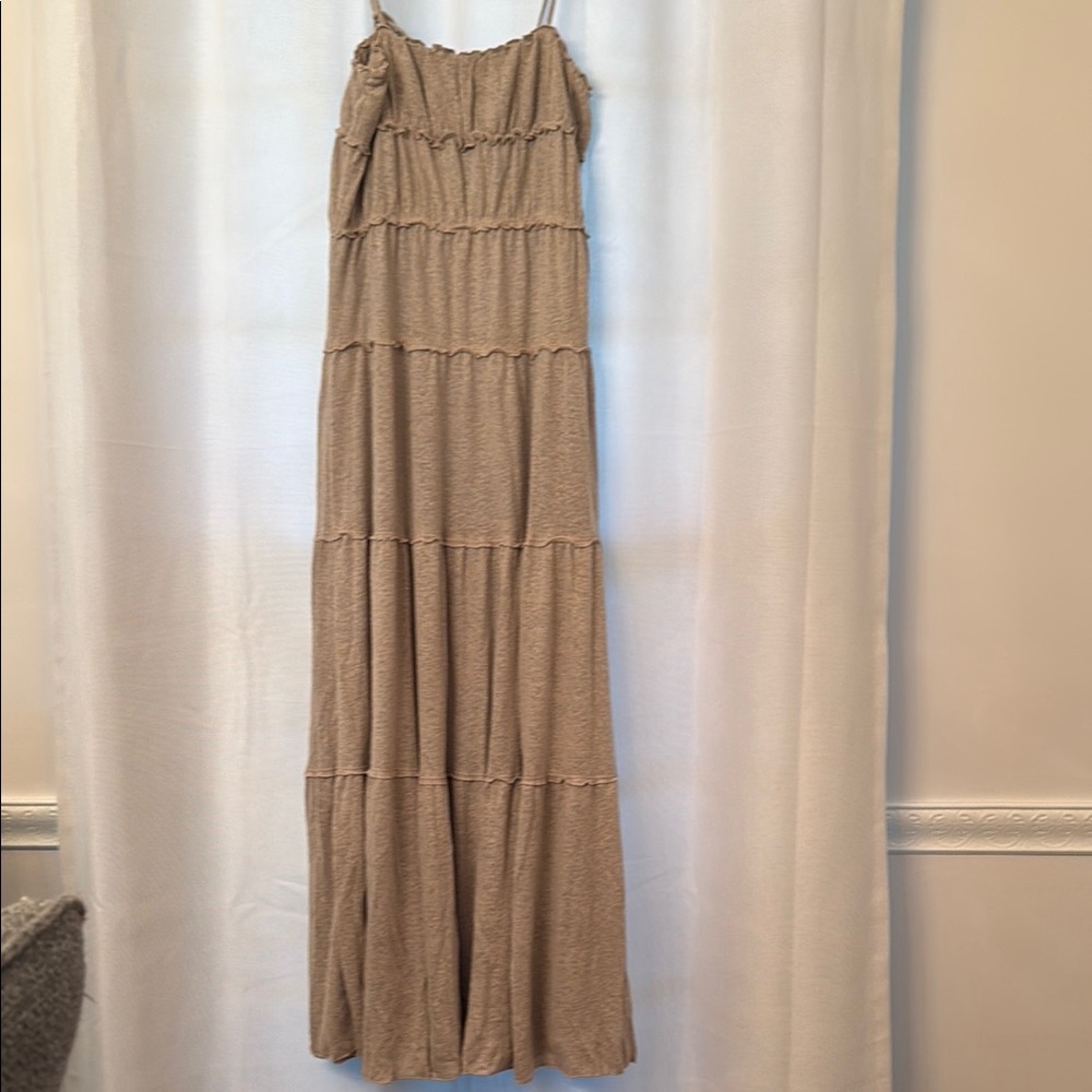 Free People Beige Tiered Maxi Dress
